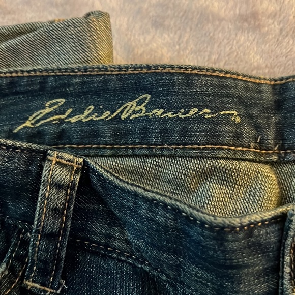 EUC Eddie Bauer Boyfriend Relaxed Jeans Dark Wash Size 14 - Picture 7 of 9